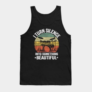 I Turn Silence Drummer Gift Funny Drums Quote Vintage Tank Top